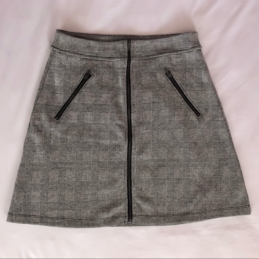 Gap Gray Plaid High Waisted Zipper A-Line Mini Skirt